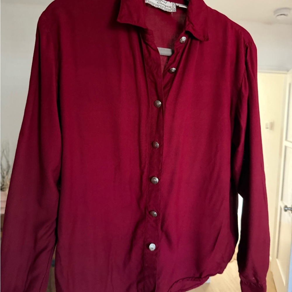 Vintage Southwest Canyon Burgundy Button-Down Shirt